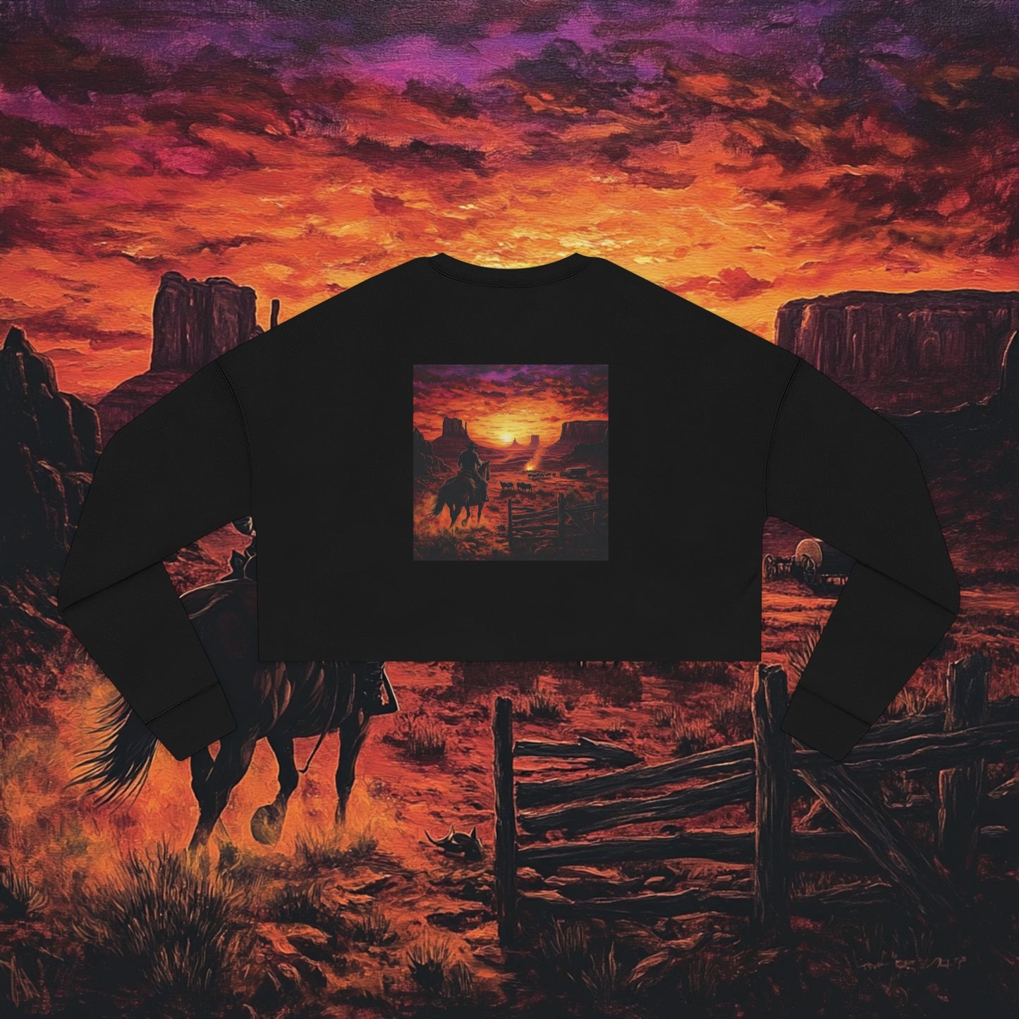 Cowboy Sunset Crop Sweatshirt