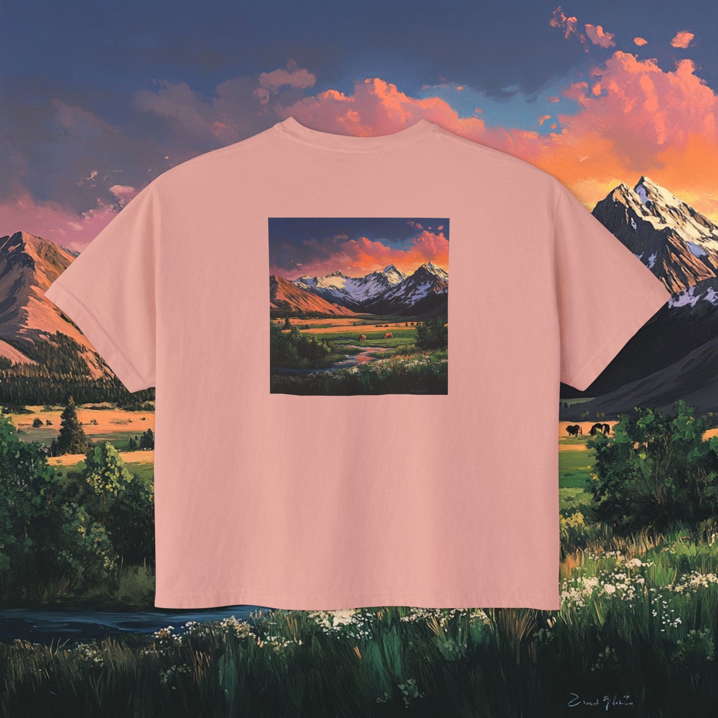 Horse Valley Sunset Boxy Tee