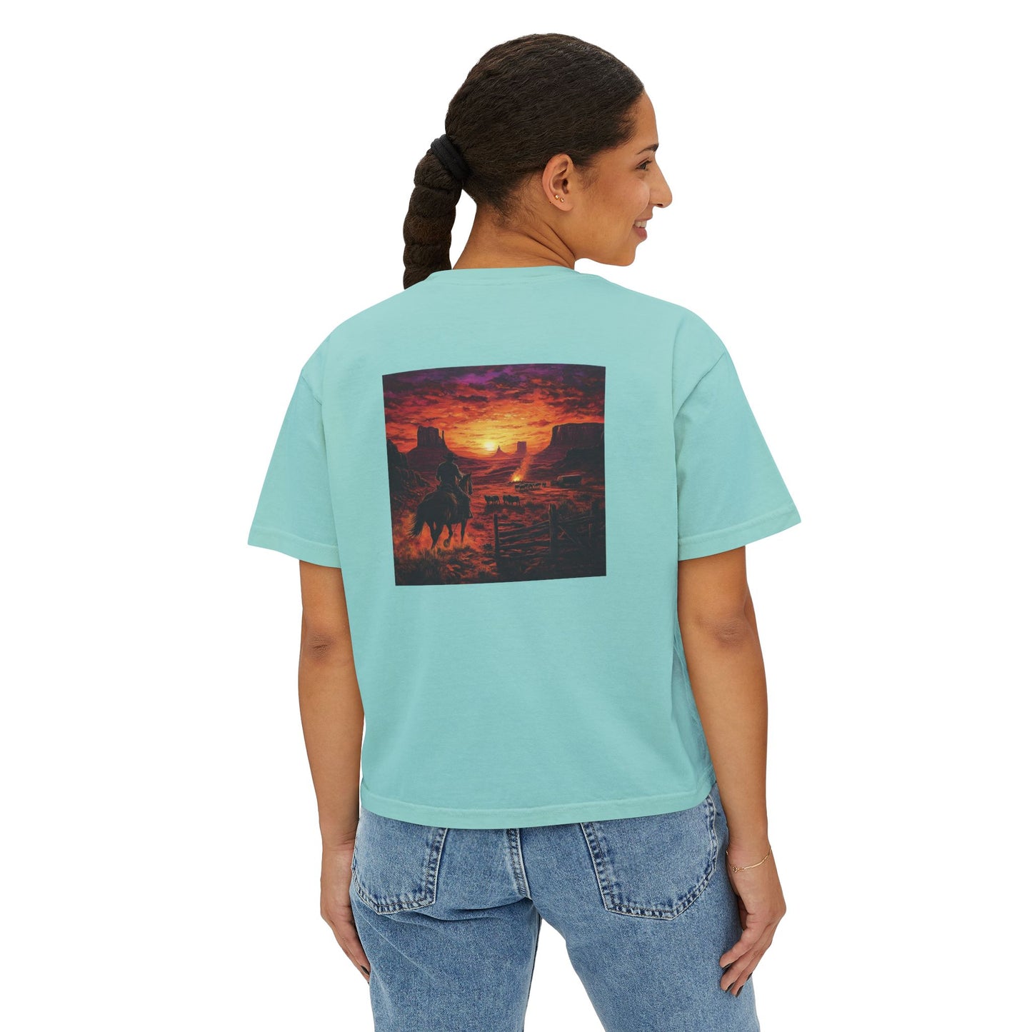 Cowboy Sunset Boxy Tee