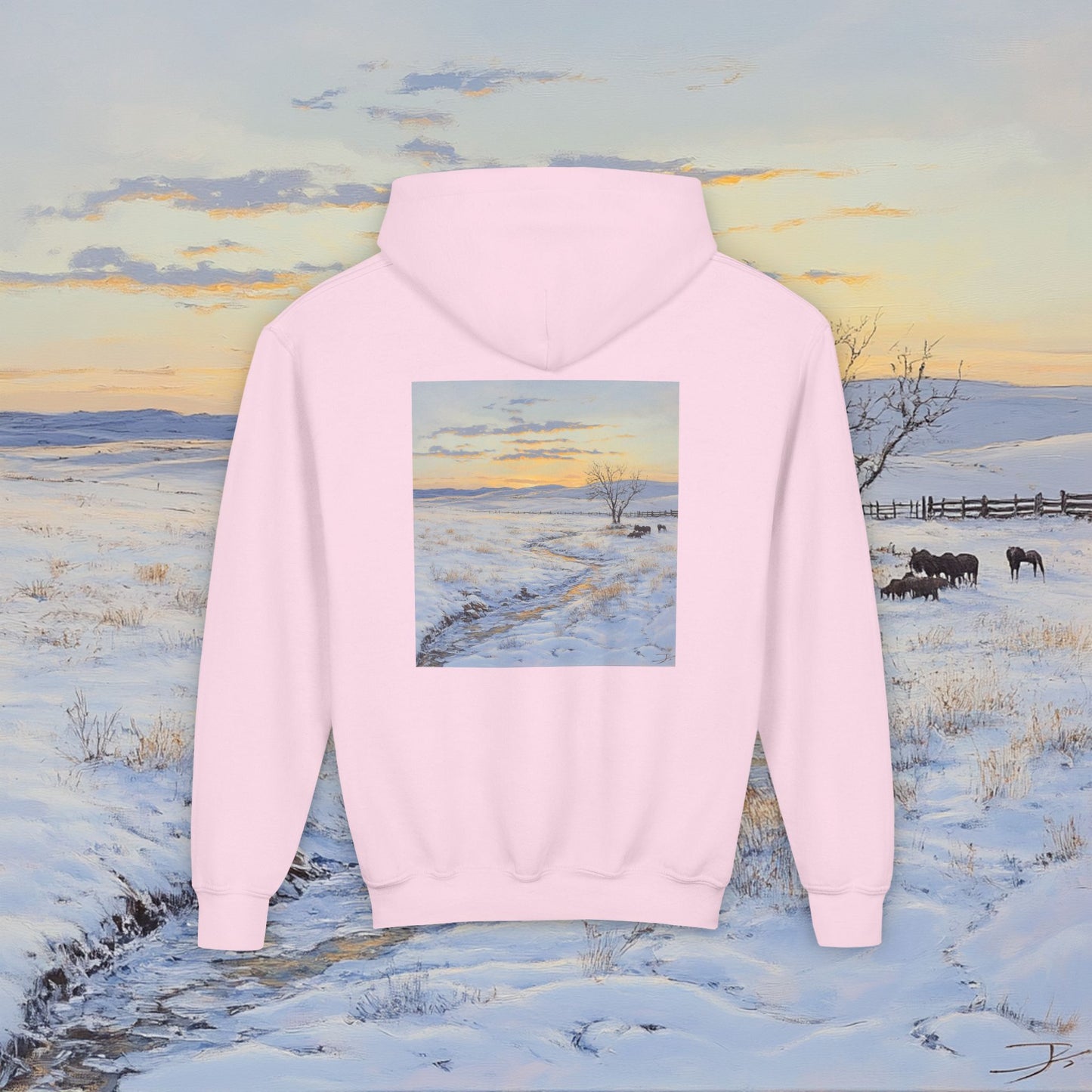 Winter Western Plains Kids Hoodie