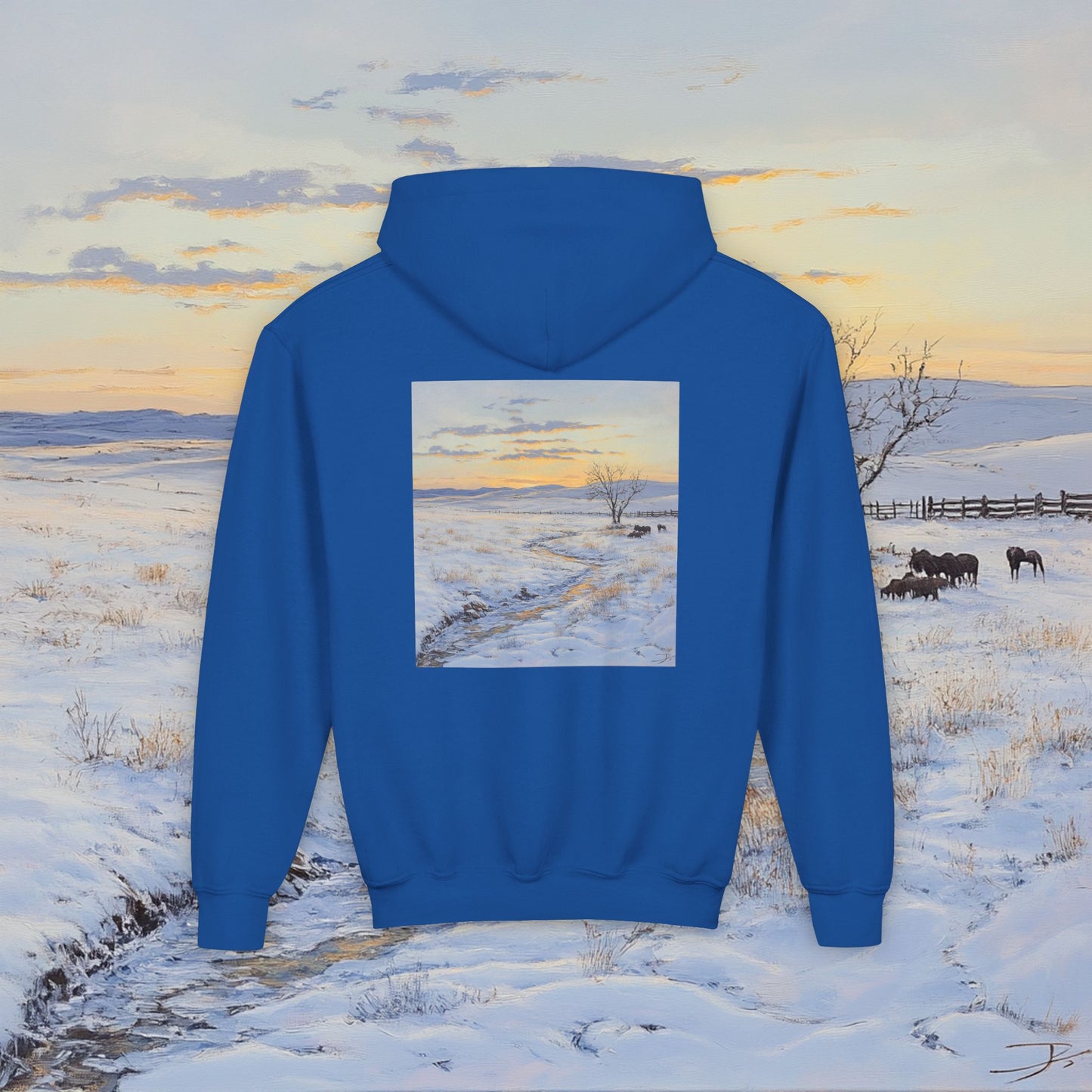 Winter Western Plains Kids Hoodie