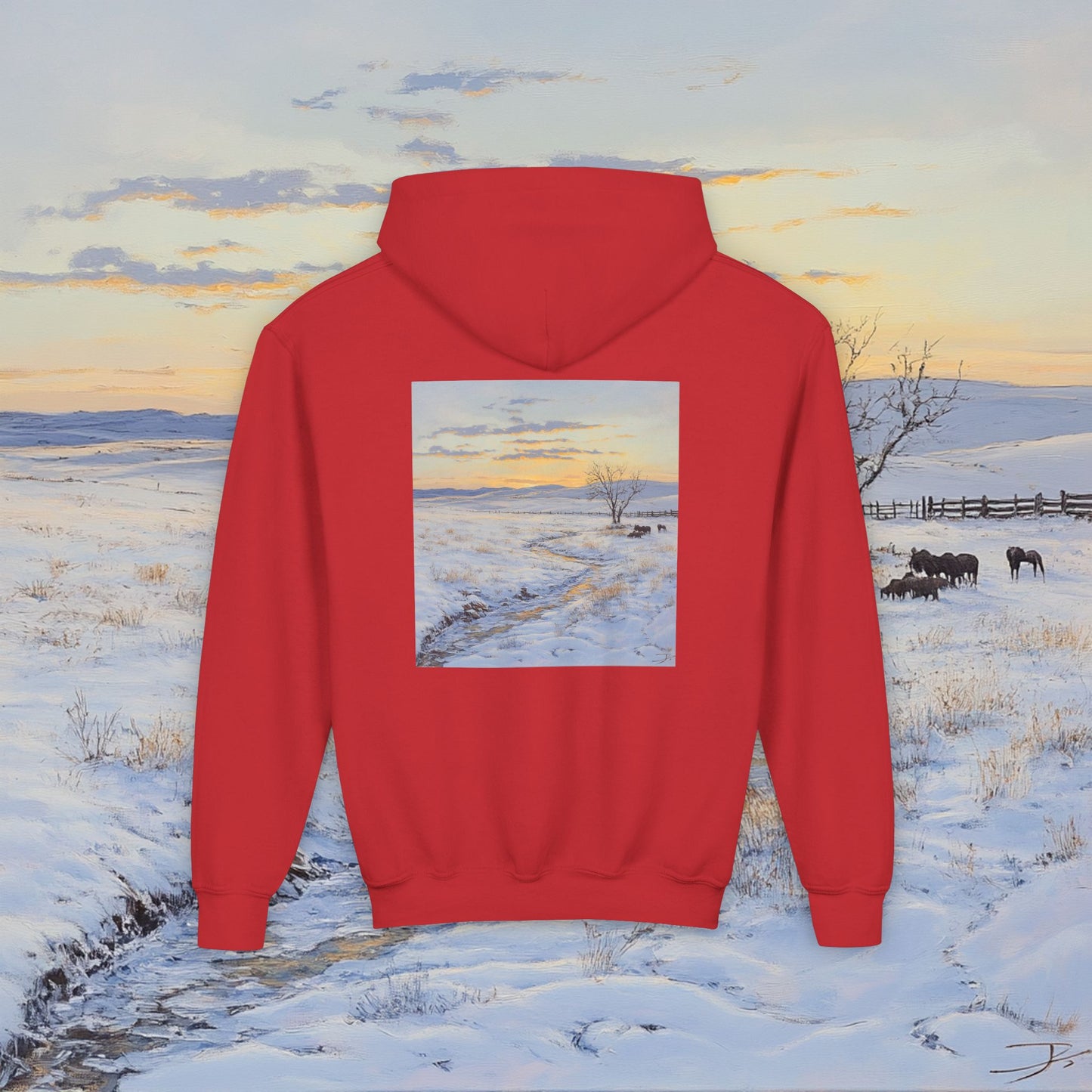 Winter Western Plains Kids Hoodie