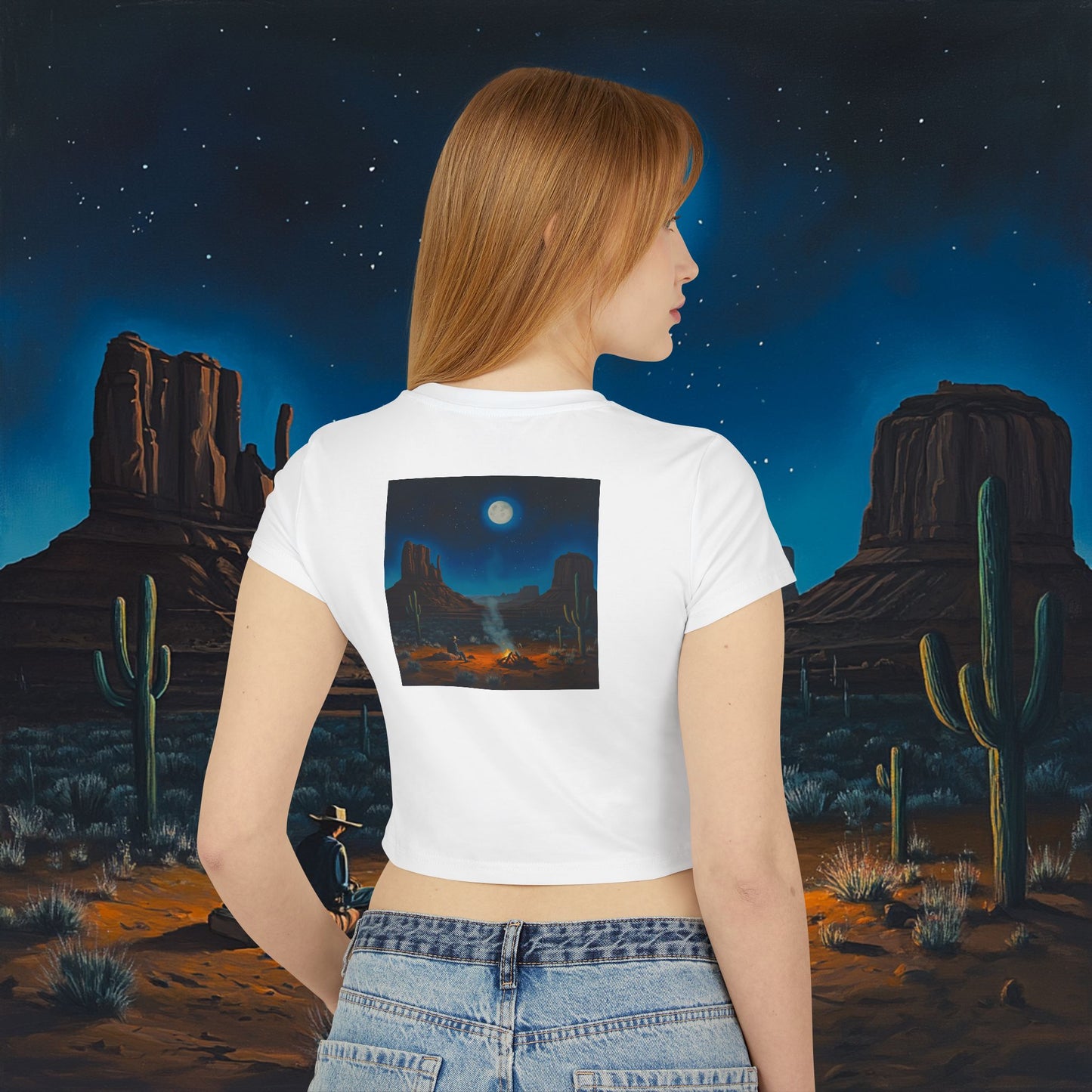 Moonlit Cowboy Campfire Crop Top