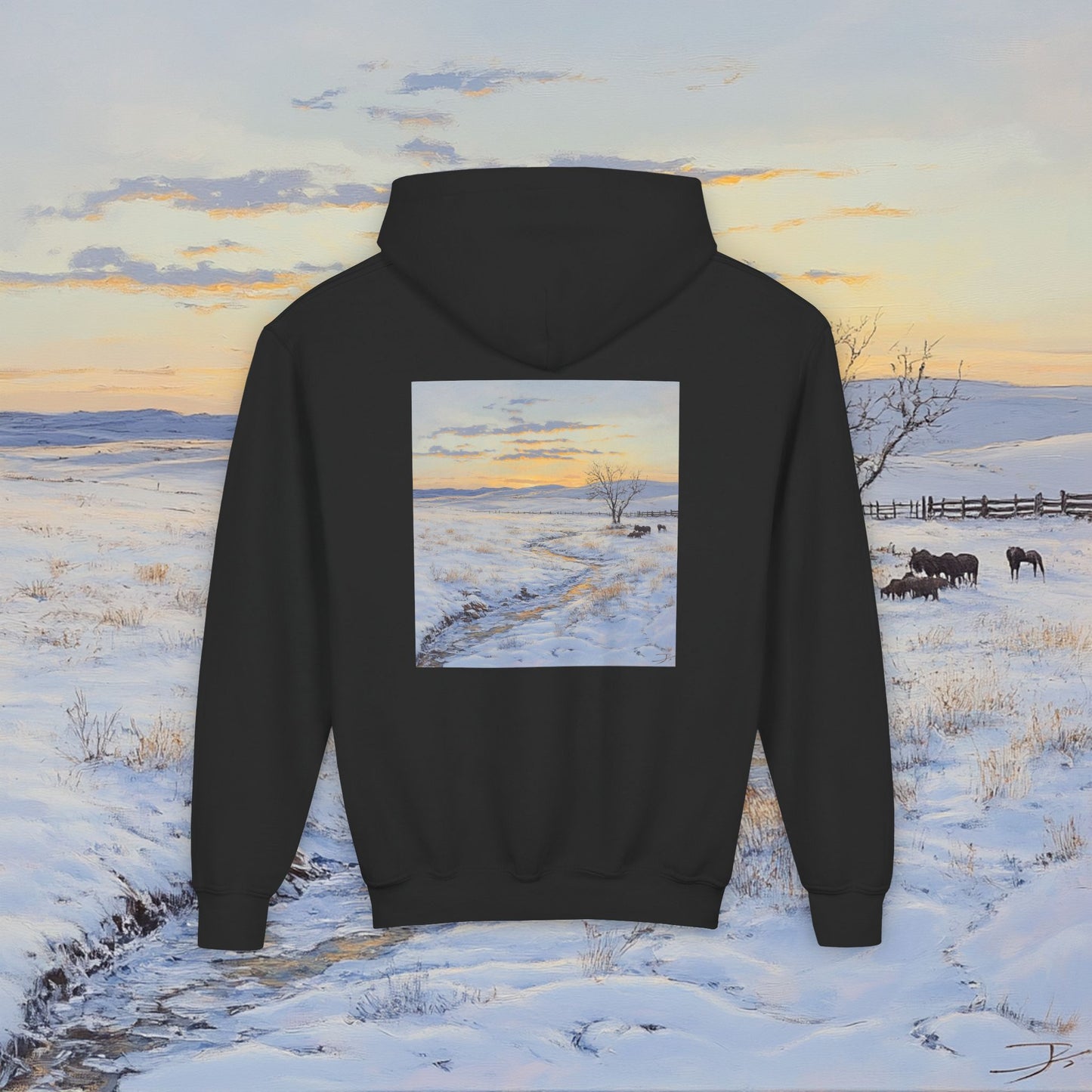 Winter Western Plains Kids Hoodie