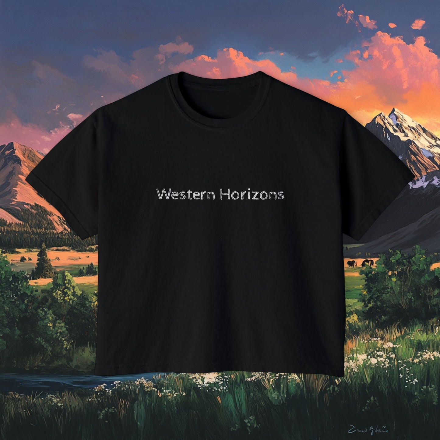 Horse Valley Sunset Boxy Tee