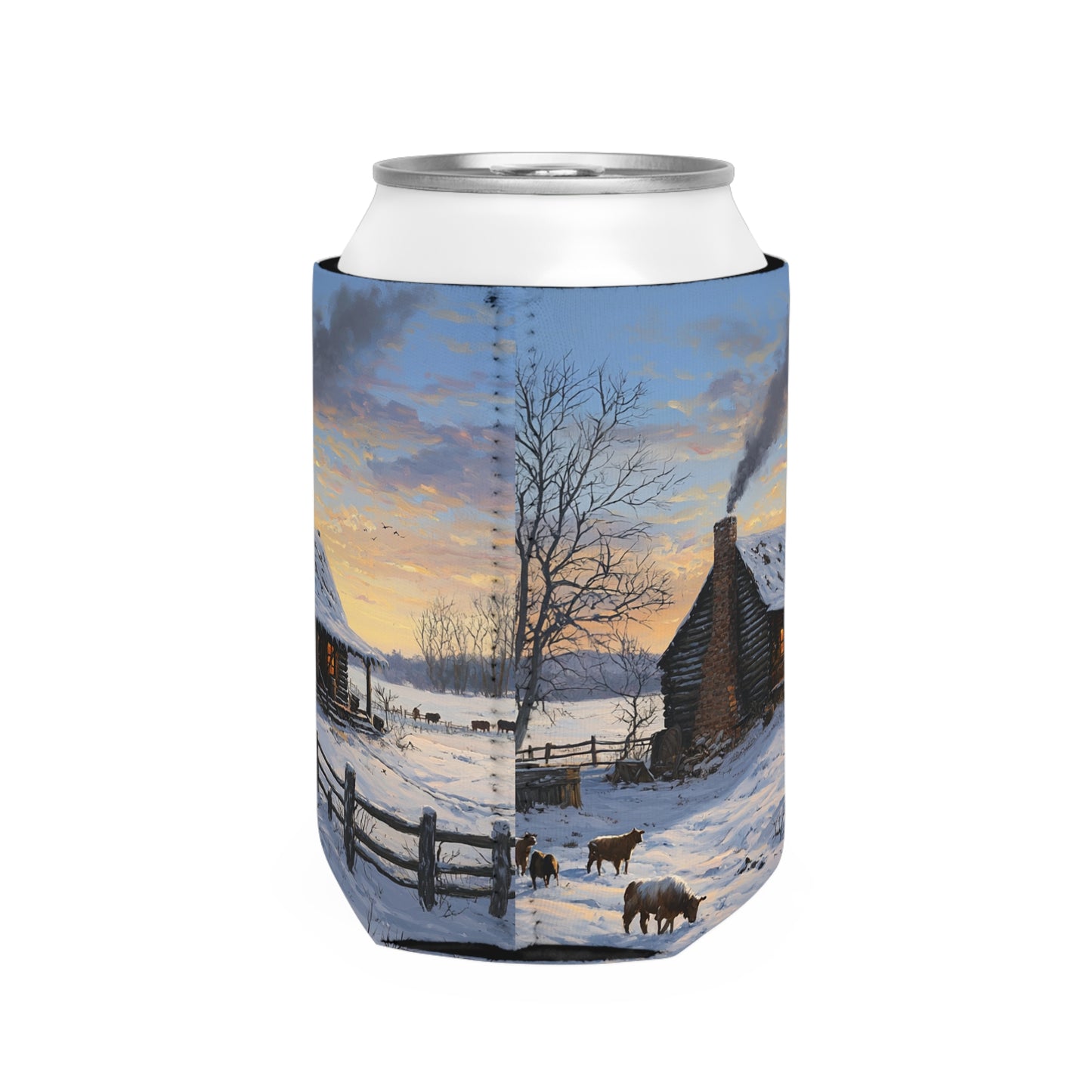 Winter Cabin Koozie