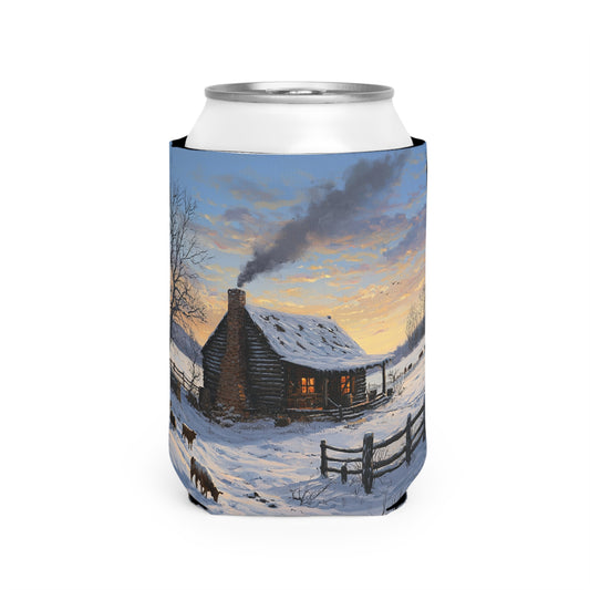Winter Cabin Koozie