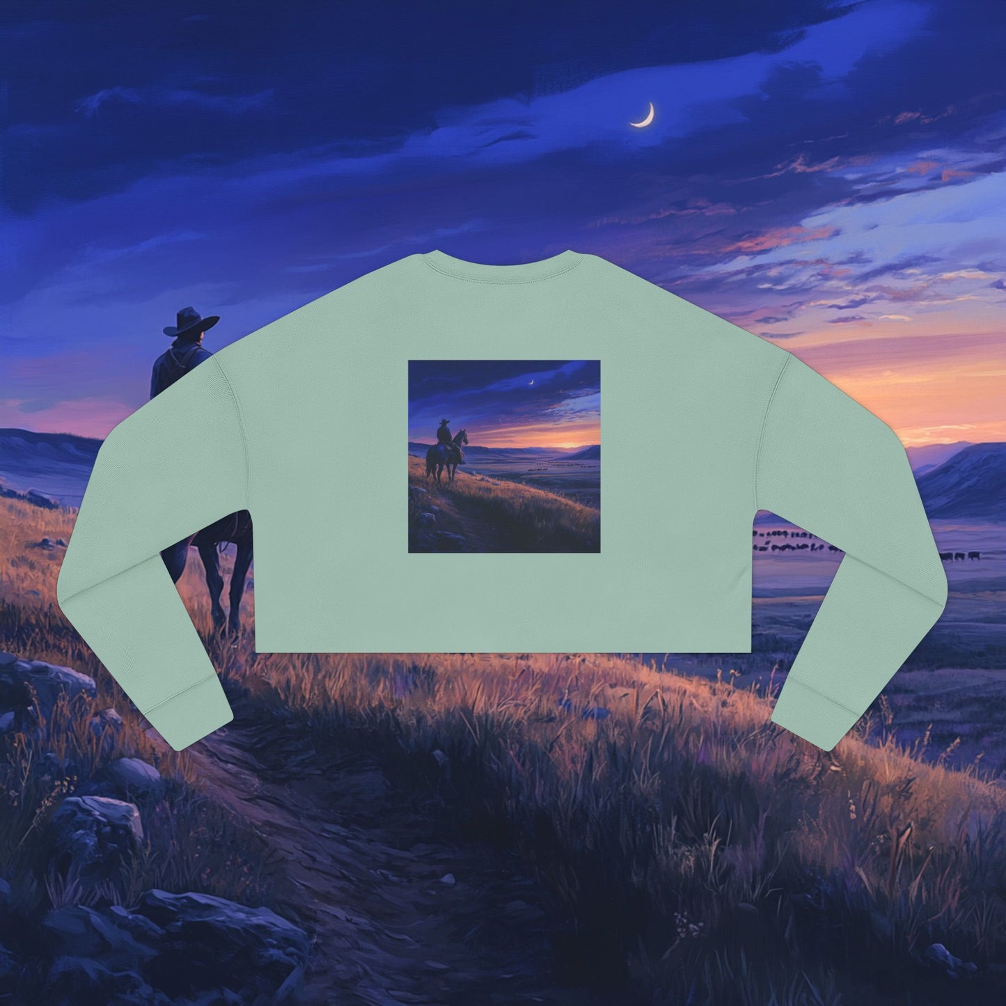 Twilight Cowboy Crop Sweatshirt