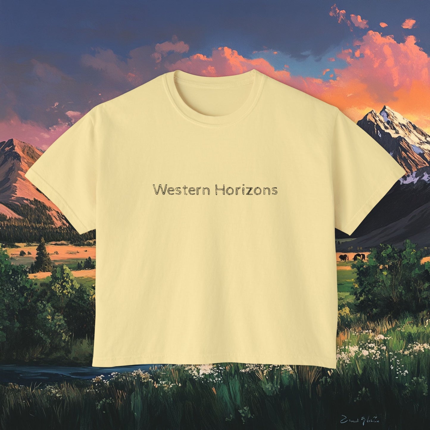 Horse Valley Sunset Boxy Tee