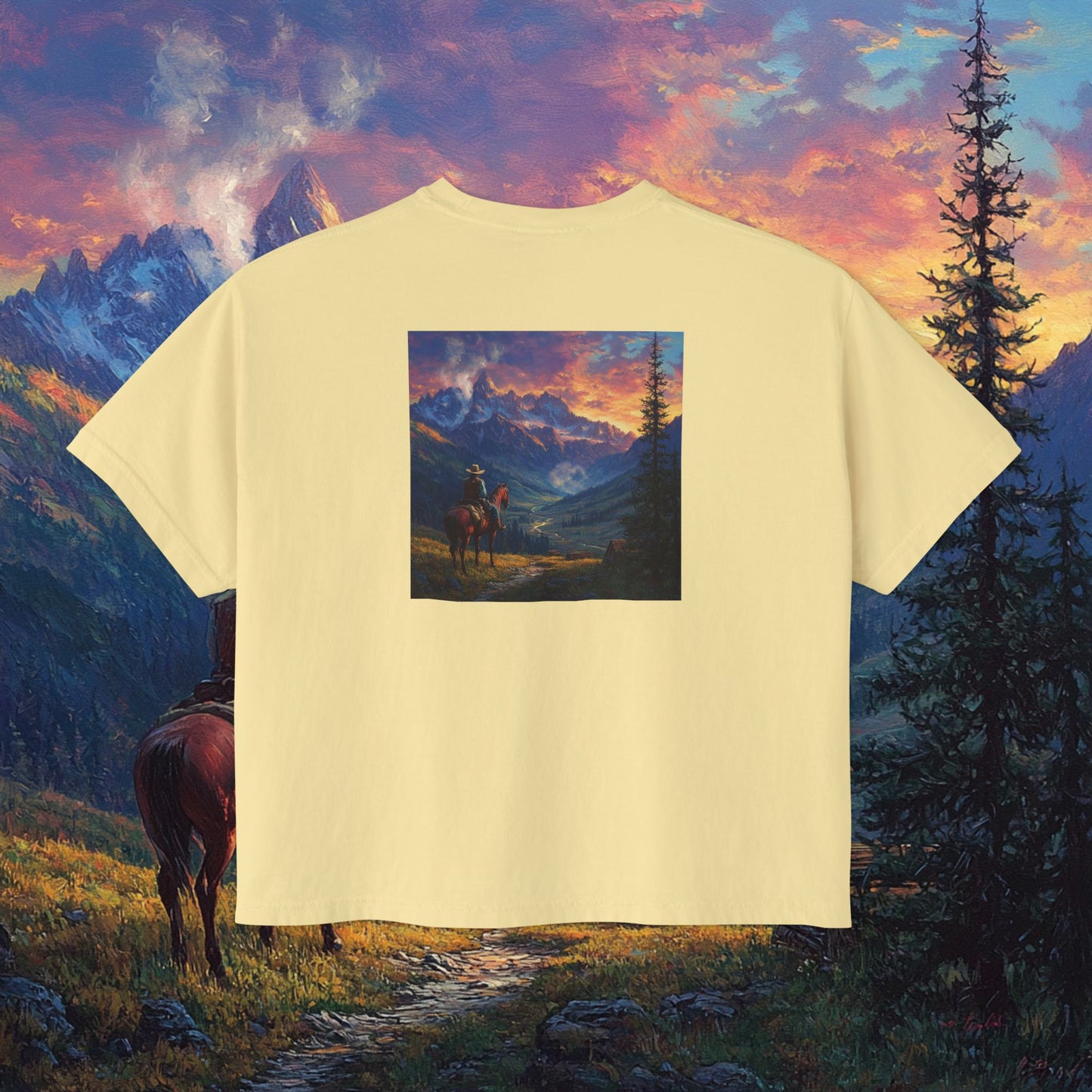 Rocky Mountain Cowboy Boxy Tee