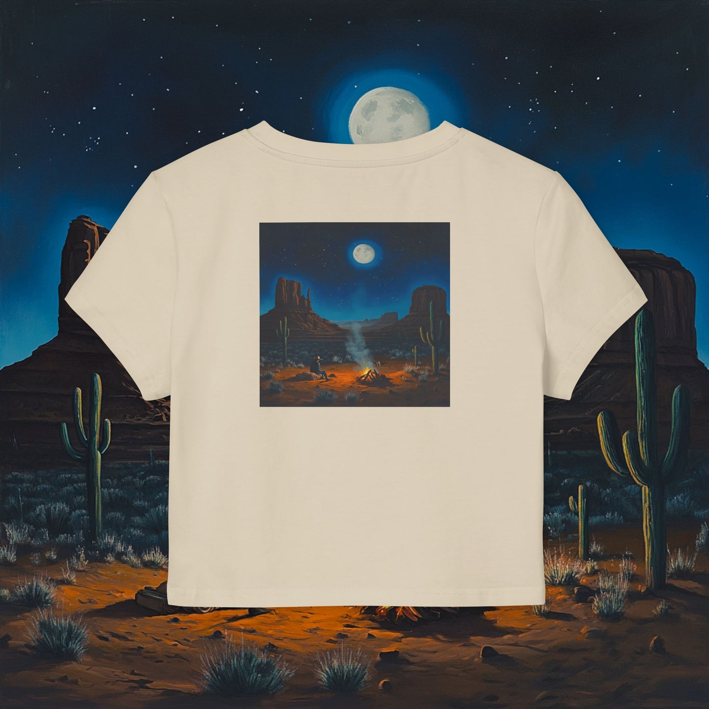 Moonlit Cowboy Campfire Crop Top