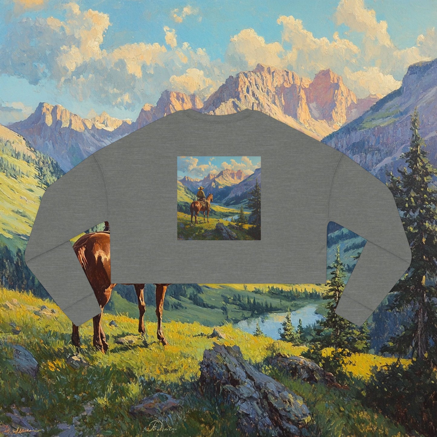 Starin' Cowboy Crop Sweatshirt