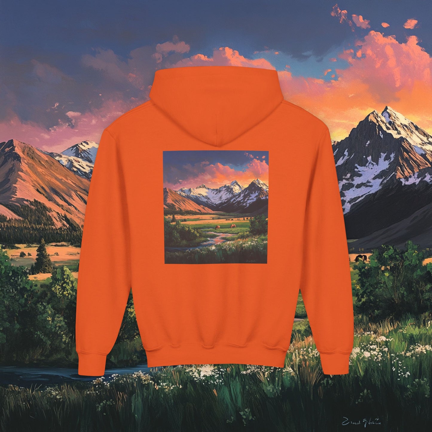 Horse Valley Sunset Kids Hoodie