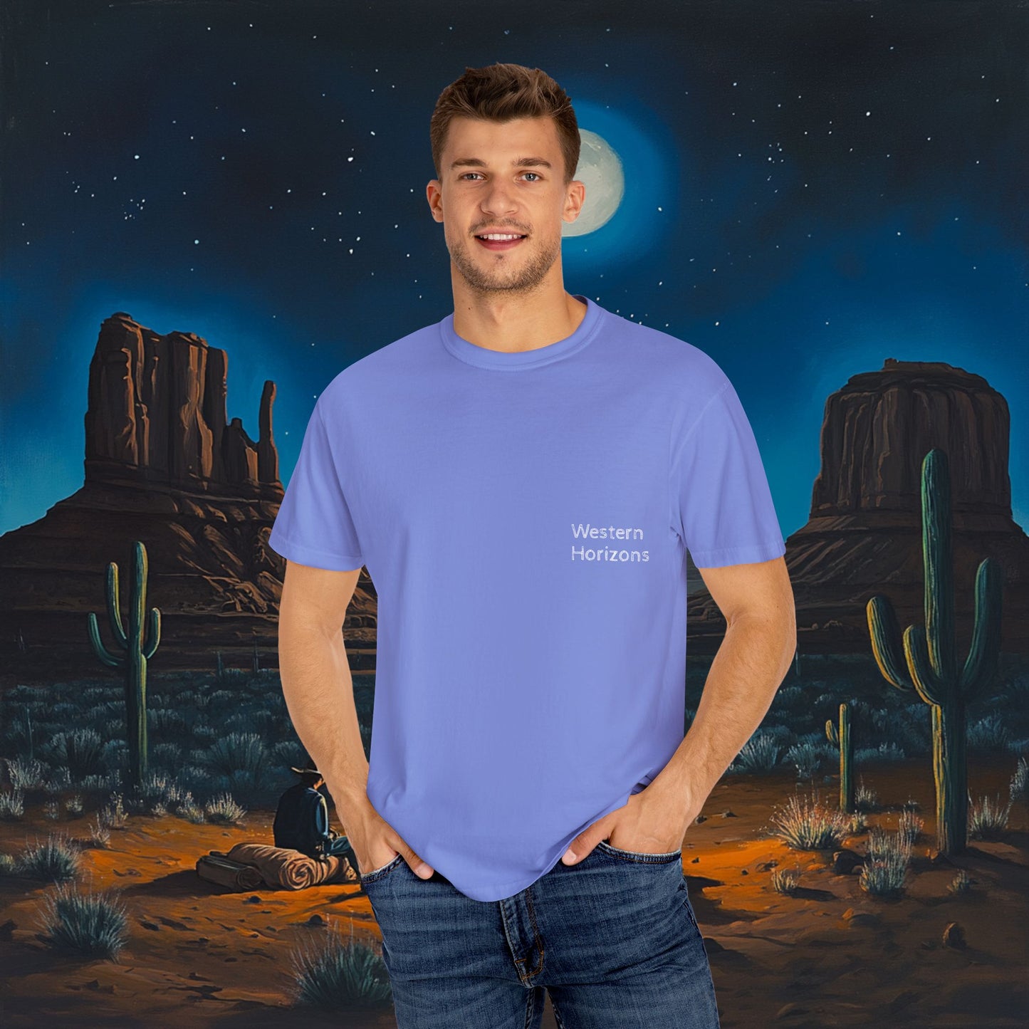 Moonlit Cowboy Campfire T-Shirt