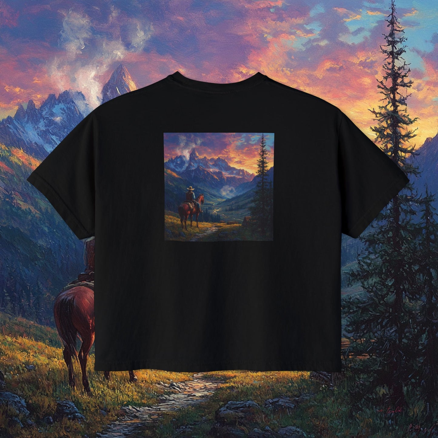 Rocky Mountain Cowboy Boxy Tee