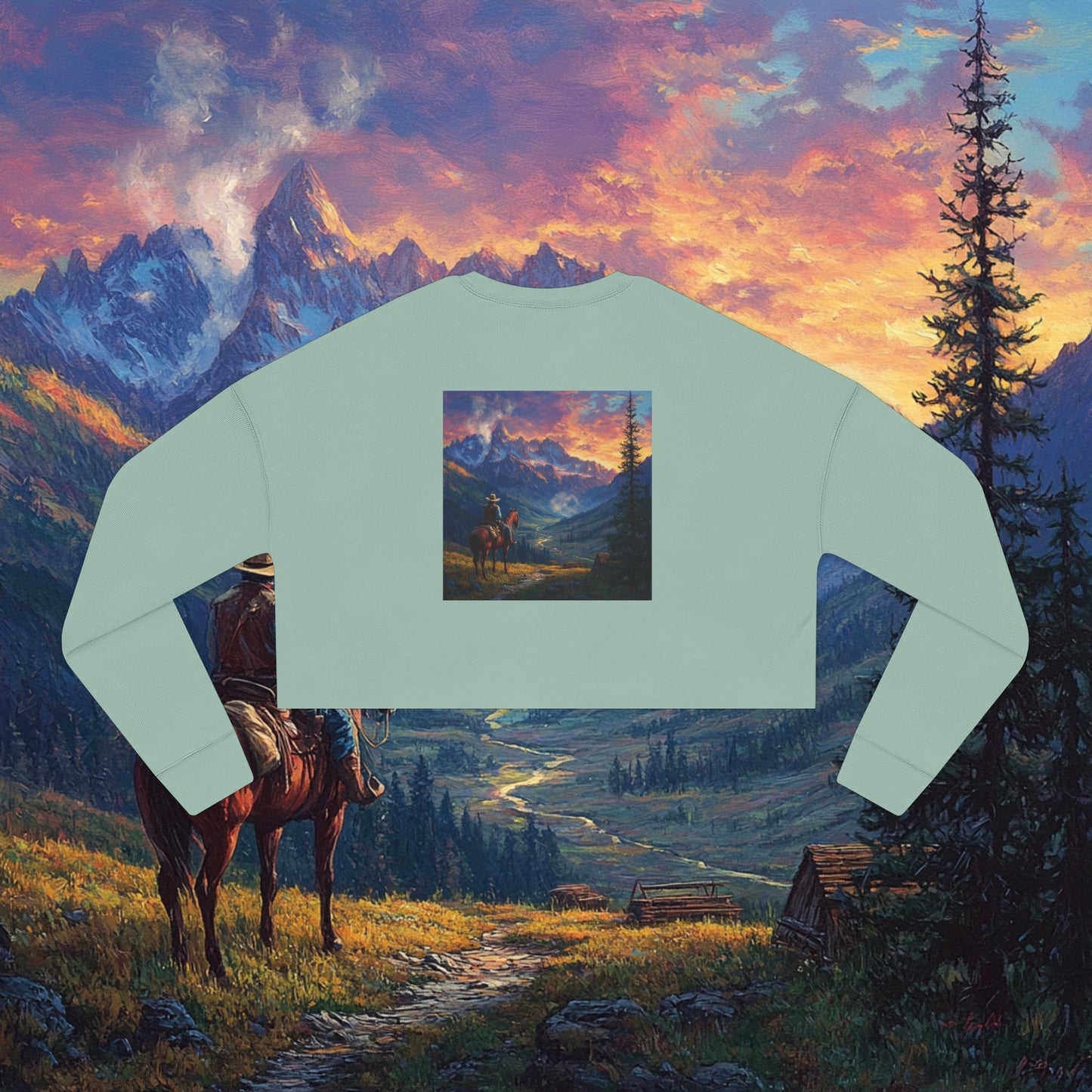 Rocky Mountain Cowboy Crop Sweatshirt