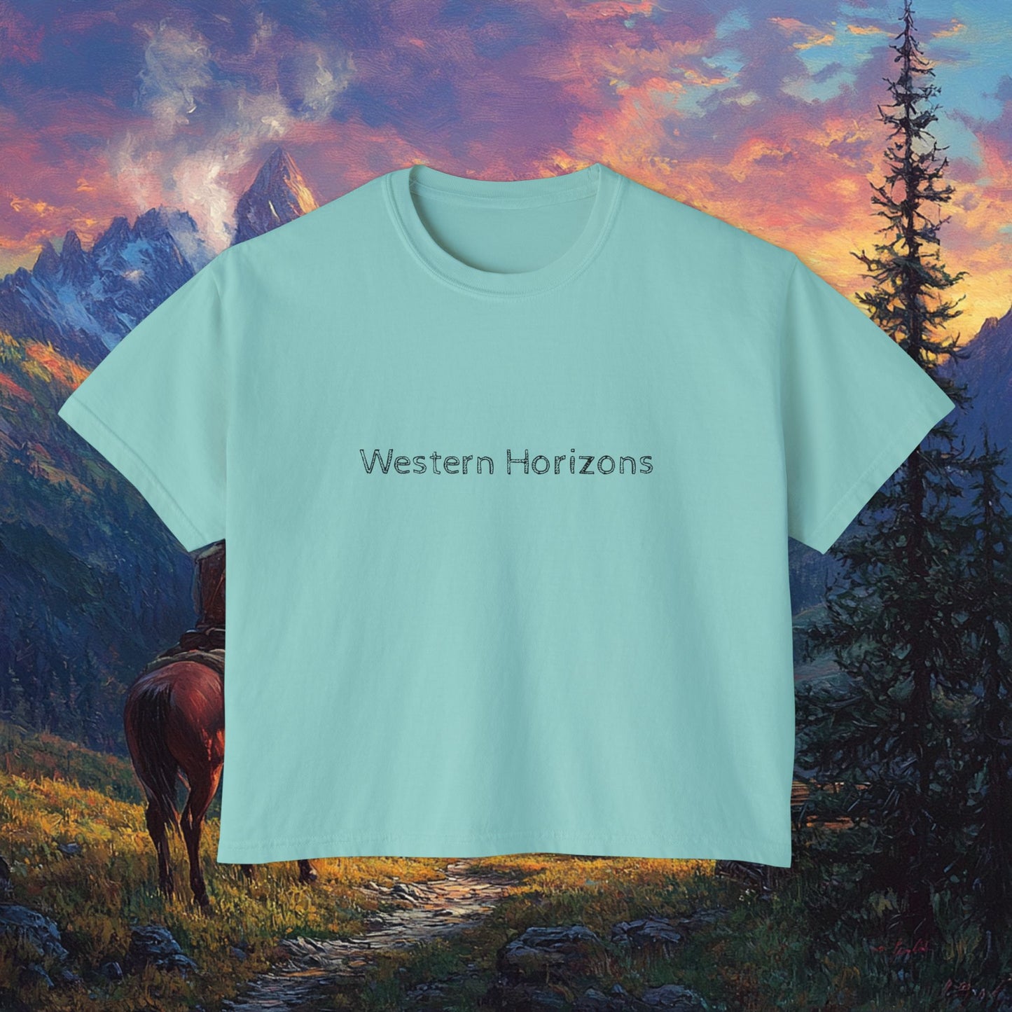 Rocky Mountain Cowboy Boxy Tee