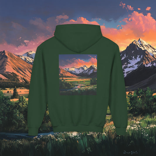 Horse Valley Sunset Kids Hoodie