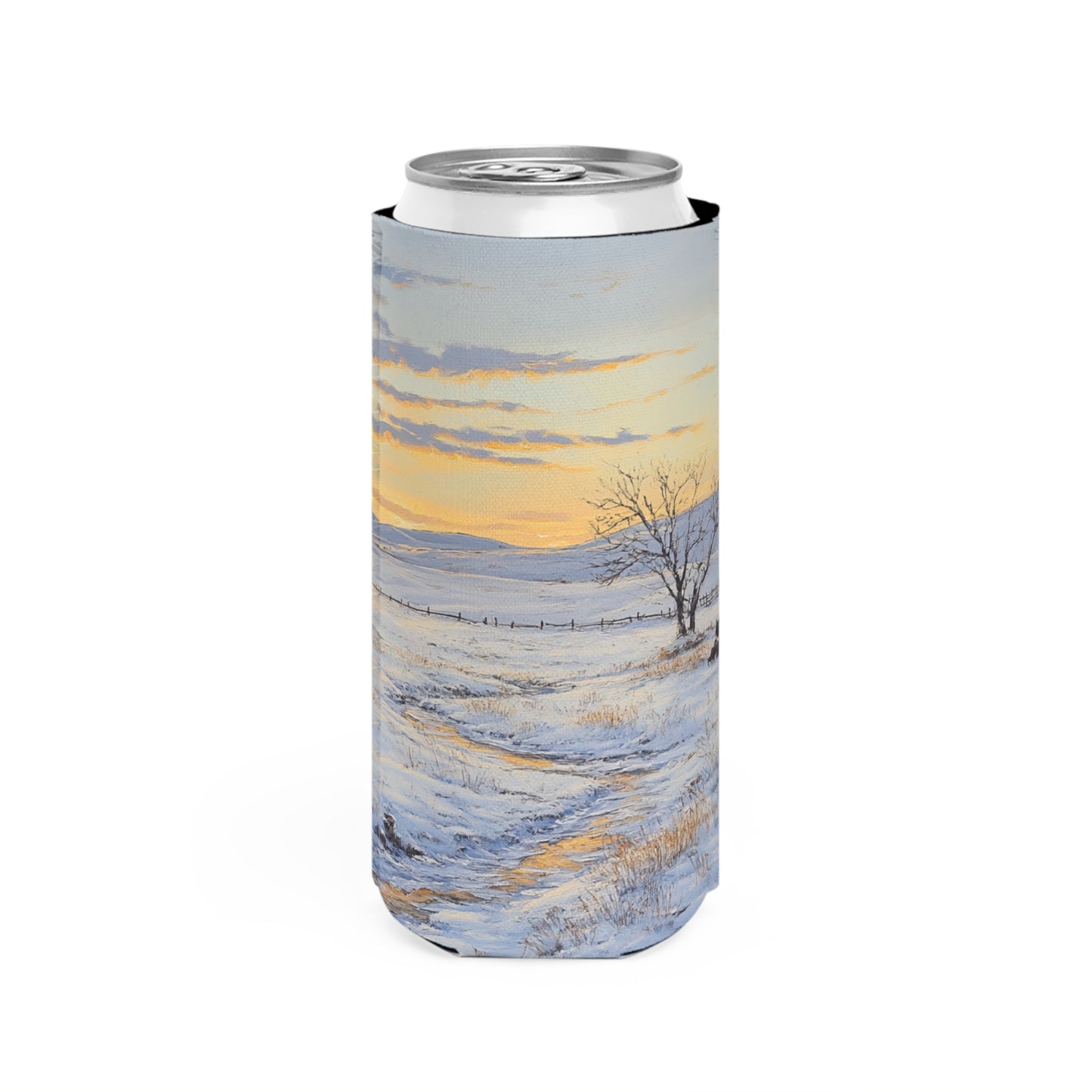 Winter Western Plains Slim Can Koozie