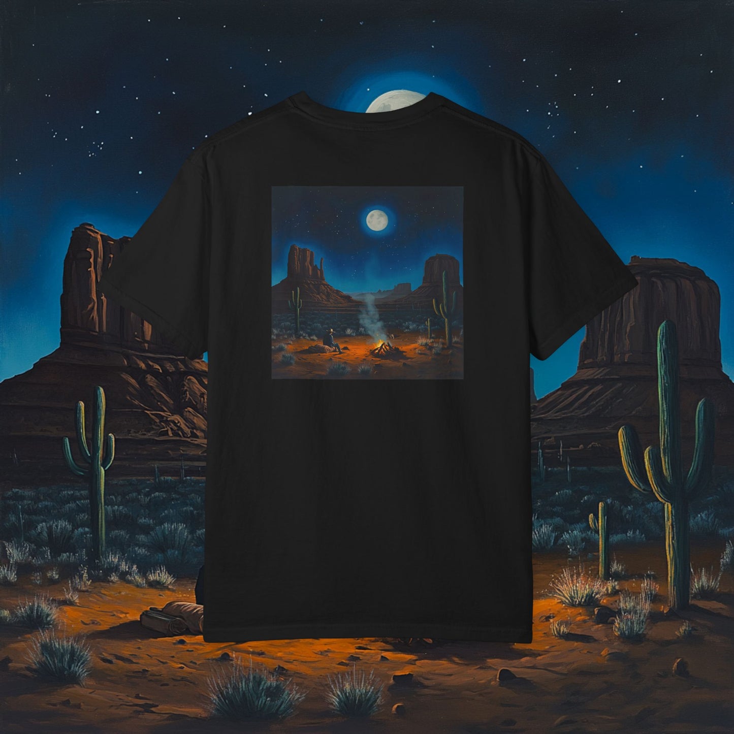 Moonlit Cowboy Campfire T-Shirt