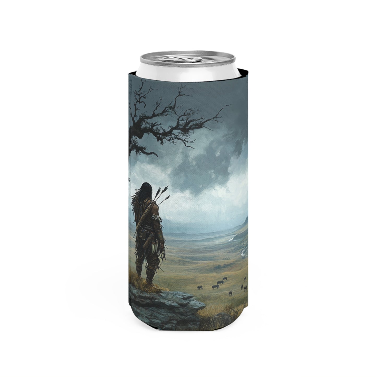 The Watchful Warrior Slim Can Koozie