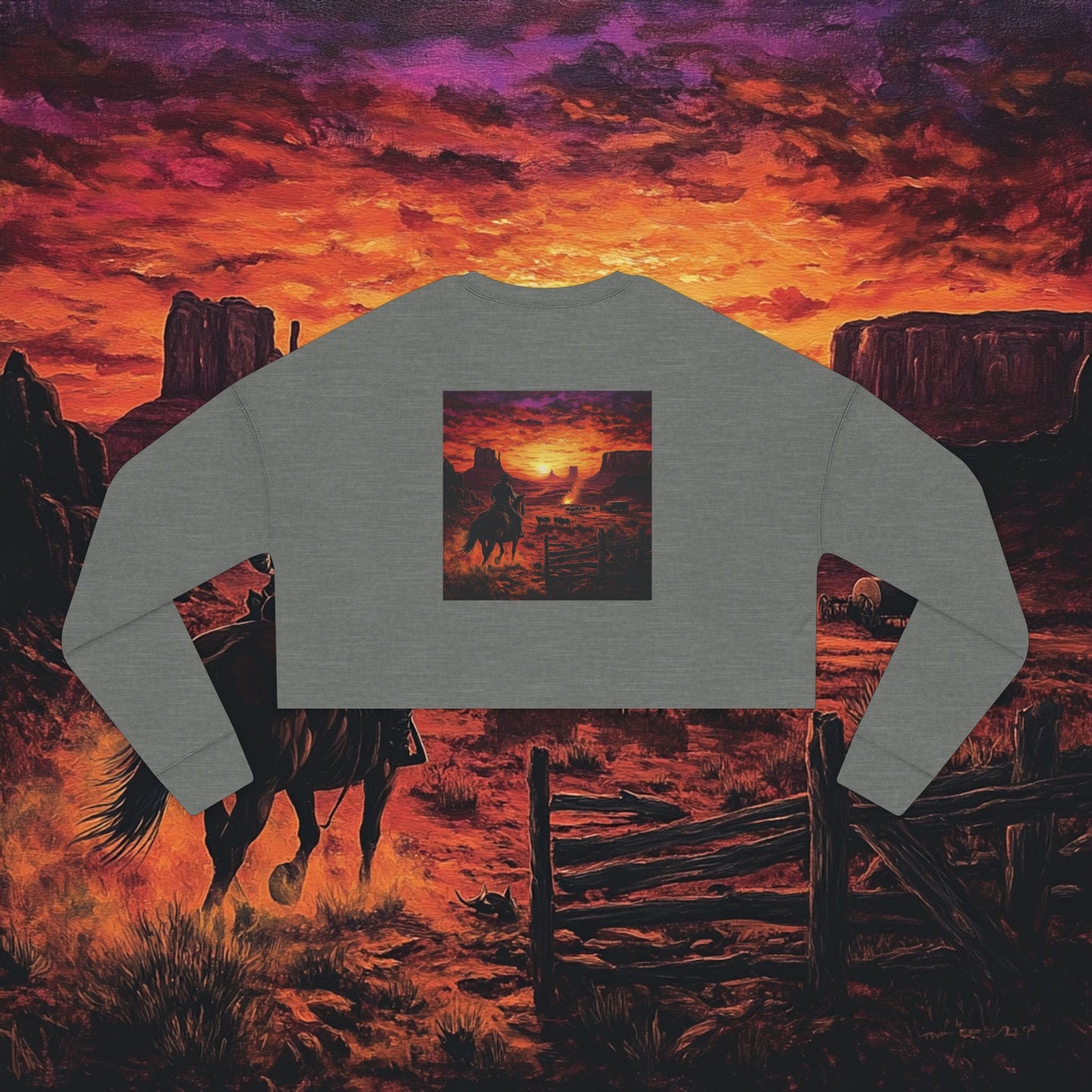 Cowboy Sunset Crop Sweatshirt