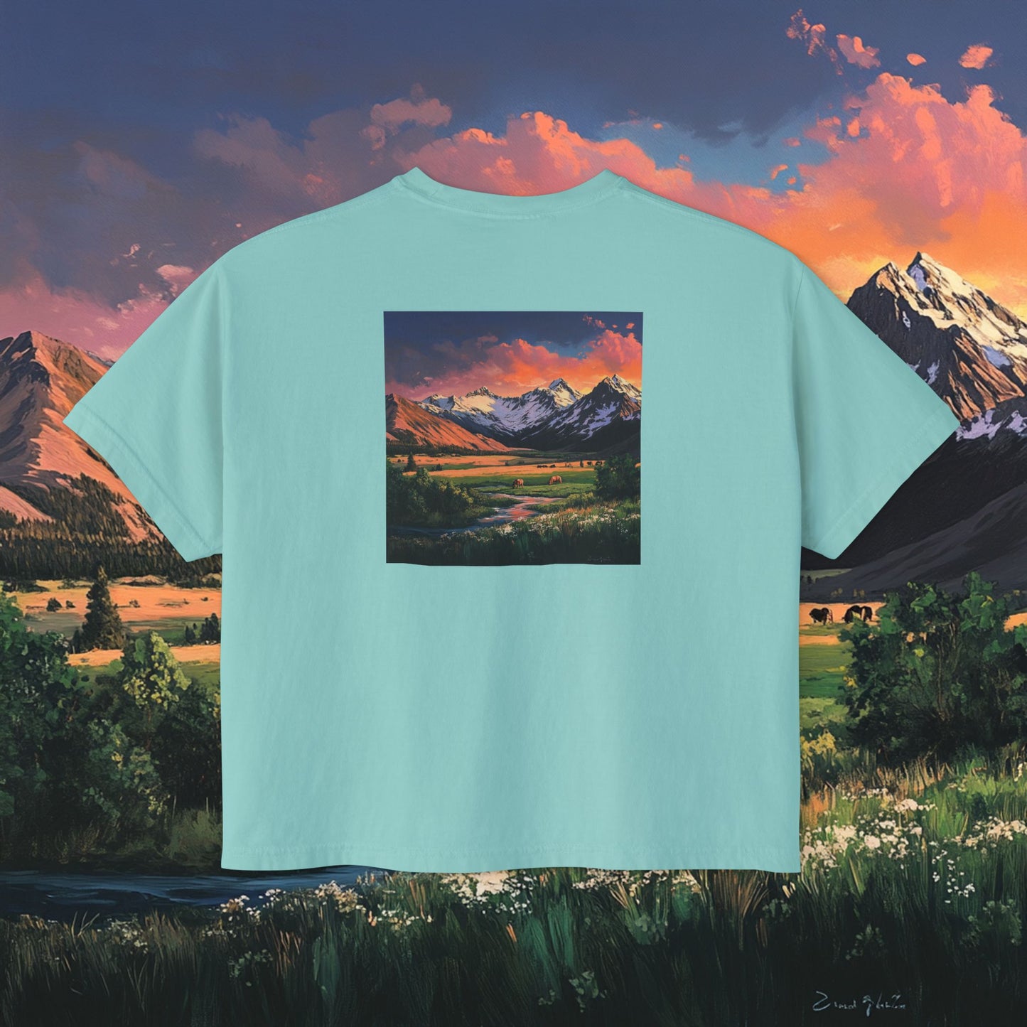 Horse Valley Sunset Boxy Tee