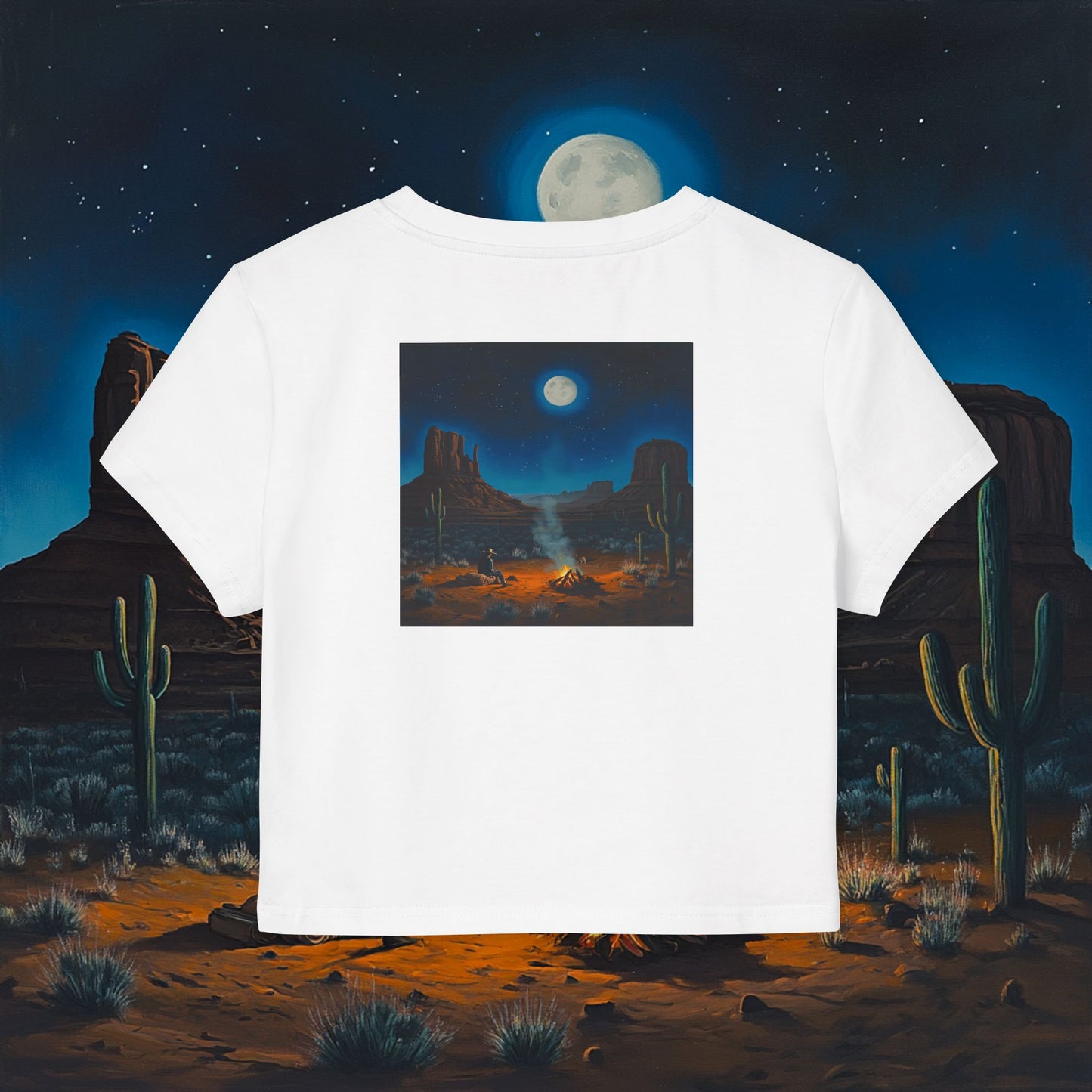 Moonlit Cowboy Campfire Crop Top