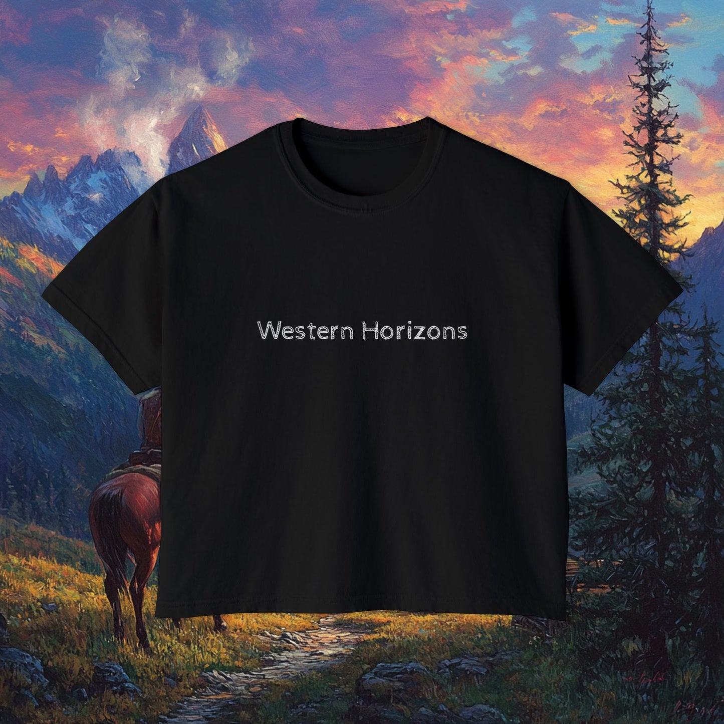 Rocky Mountain Cowboy Boxy Tee