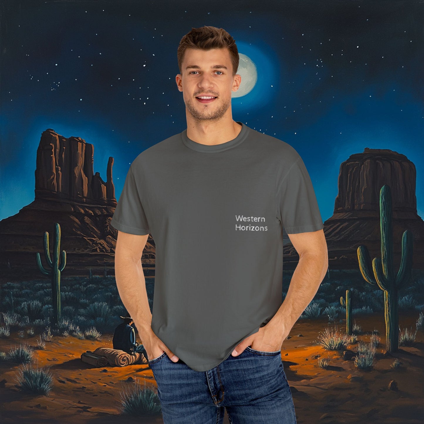Moonlit Cowboy Campfire T-Shirt