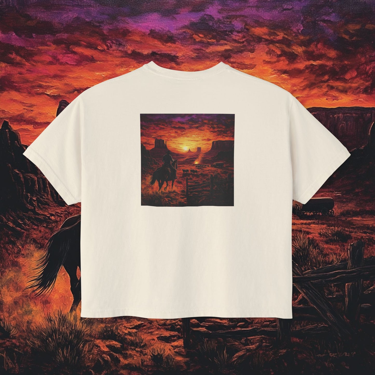 Cowboy Sunset Boxy Tee