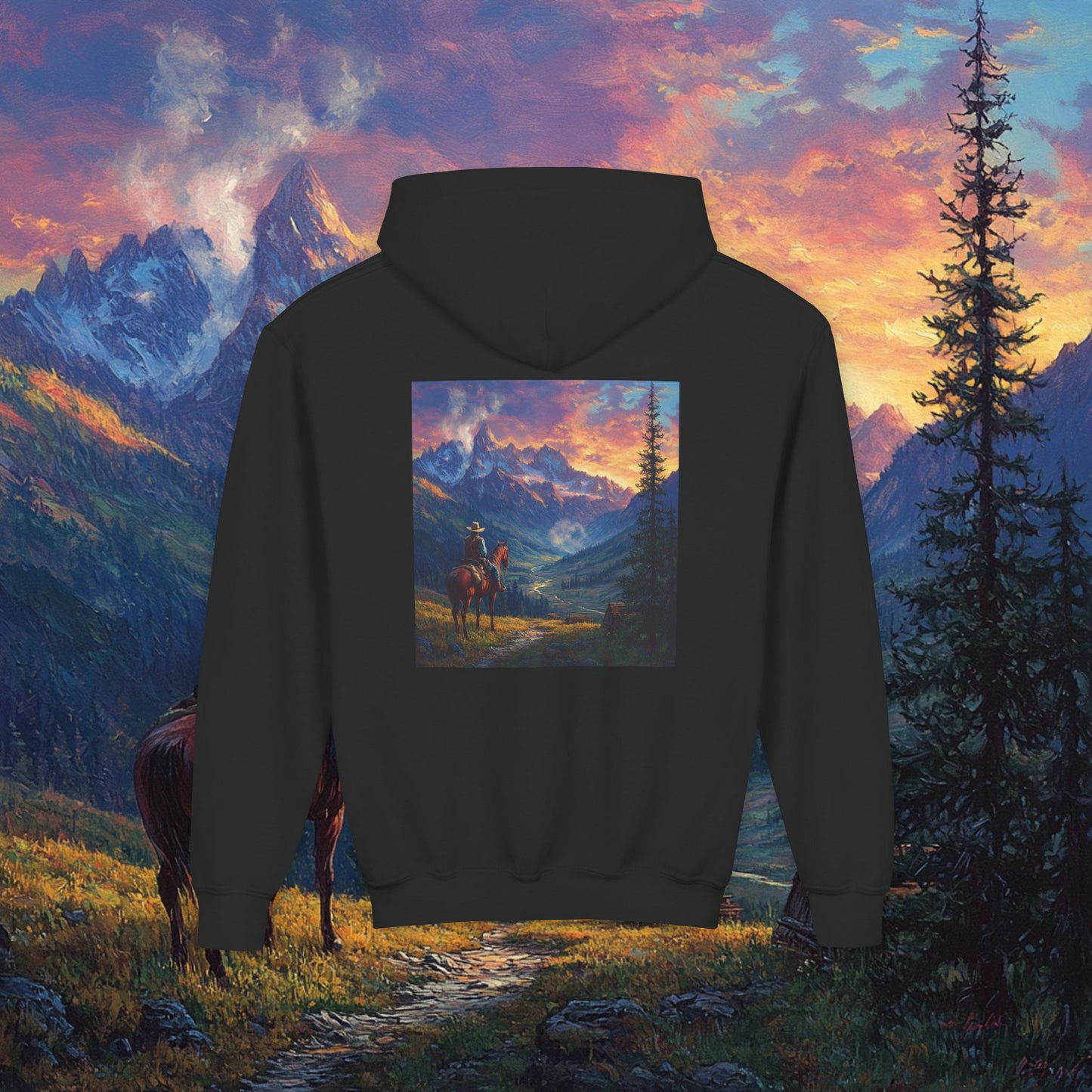 Rocky Mountain Cowboy Kids Hoodie