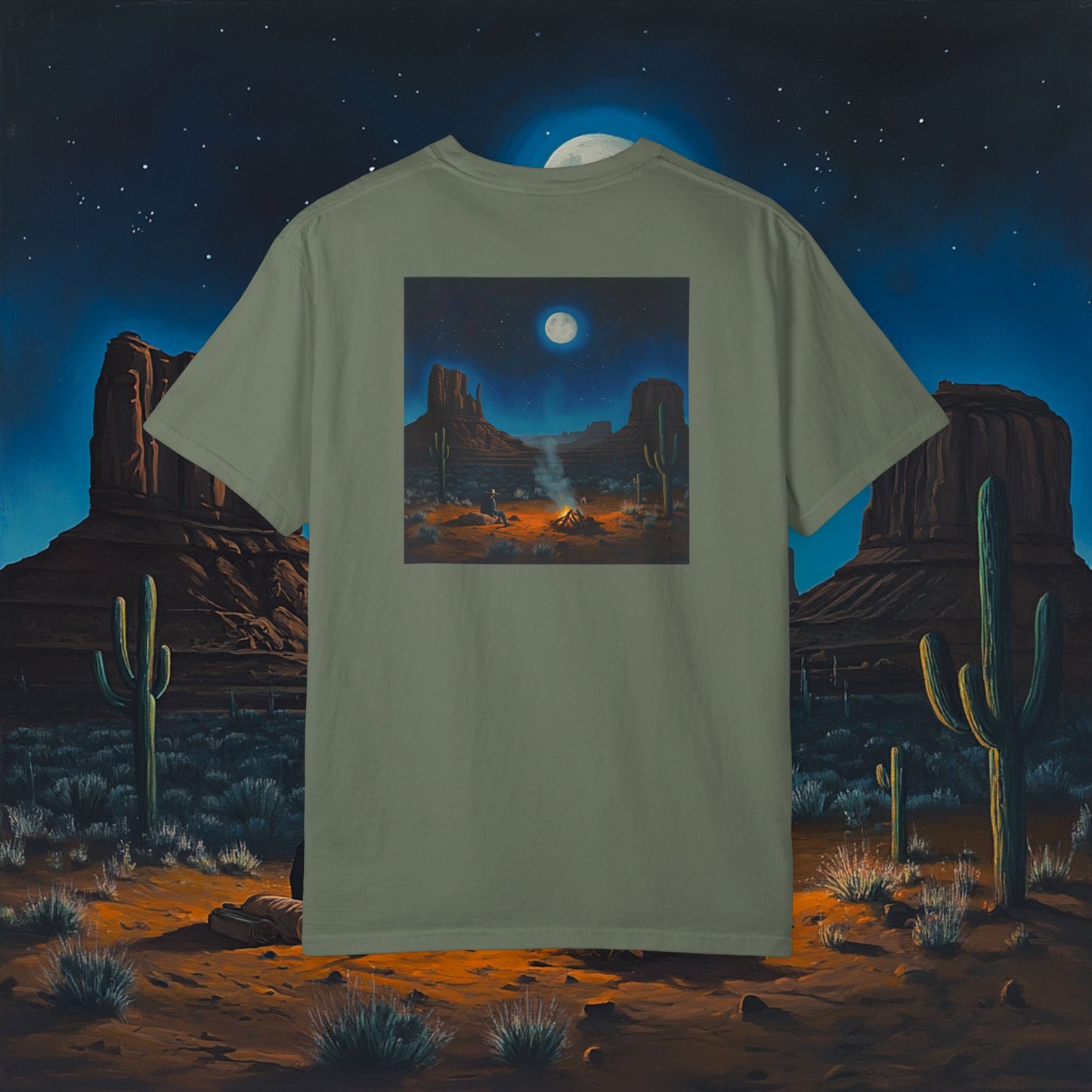 Moonlit Cowboy Campfire T-Shirt