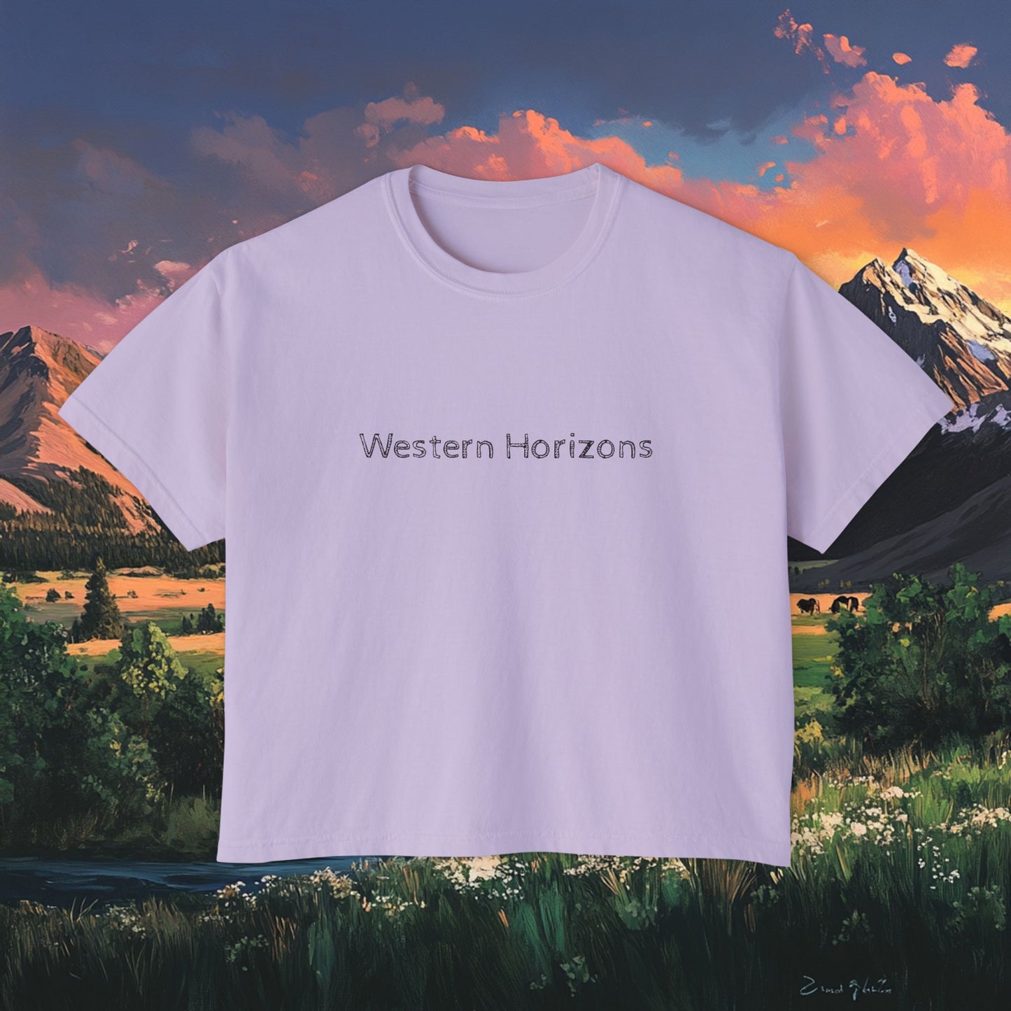 Horse Valley Sunset Boxy Tee