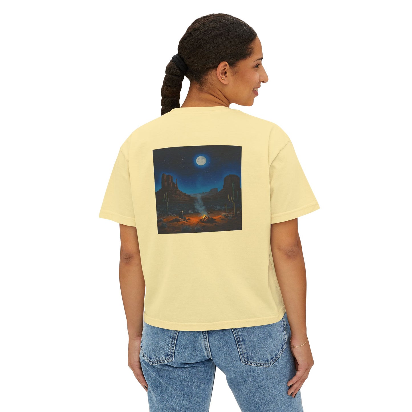 Moonlit Cowboy Campfire Boxy Tee