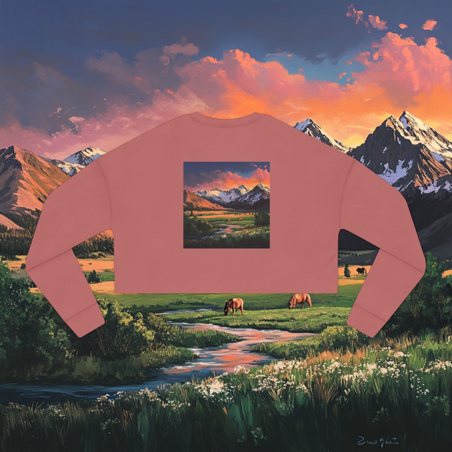 Horse Valley Sunset Crop Sweatshirt