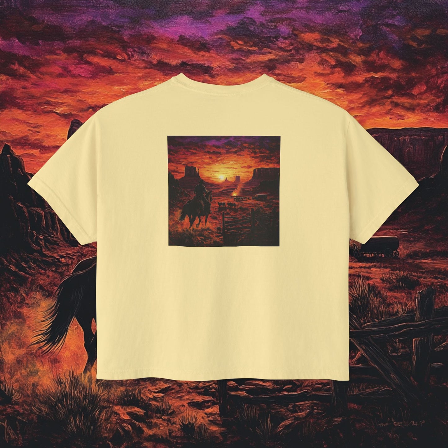 Cowboy Sunset Boxy Tee
