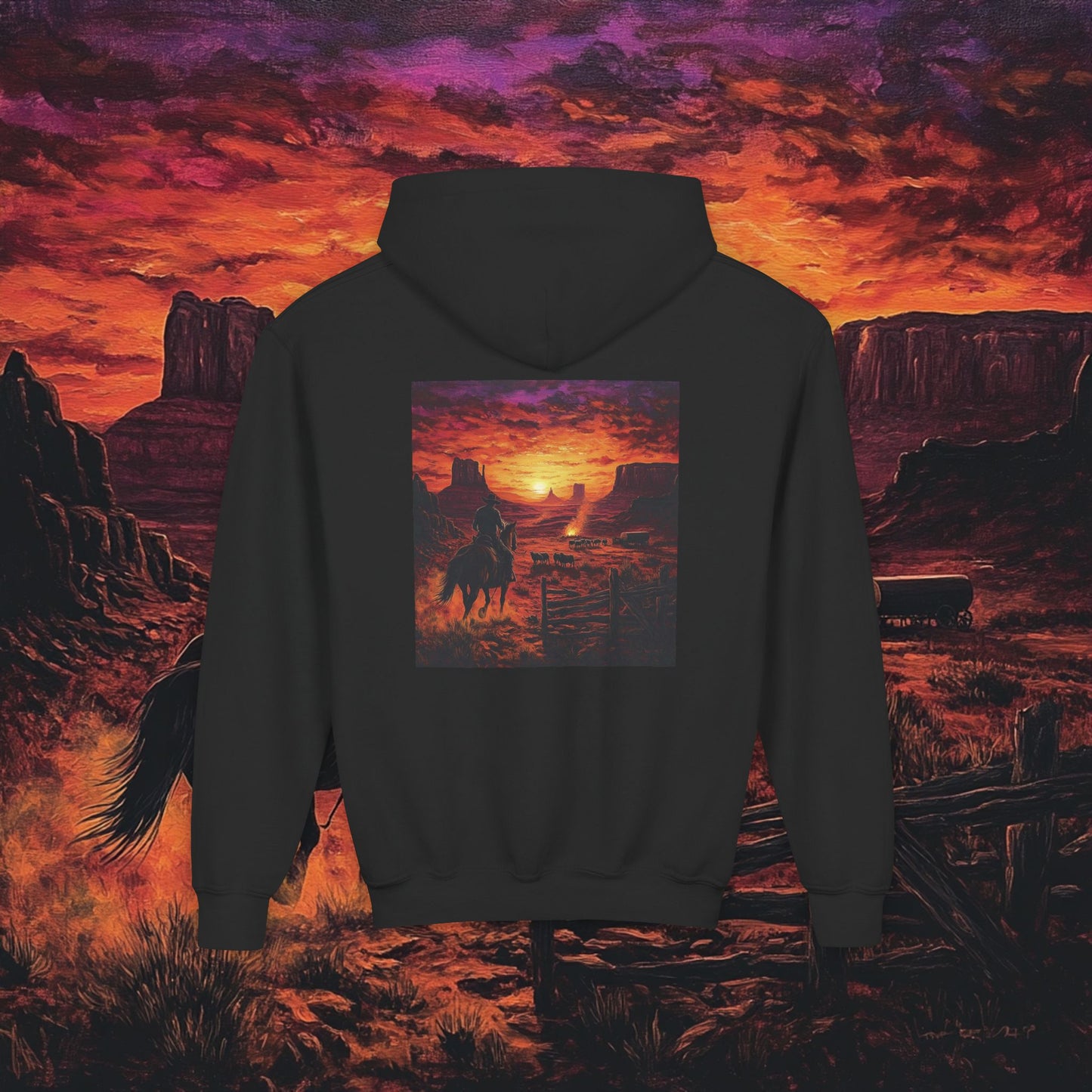 Cowboy Sunset Kids Hoodie