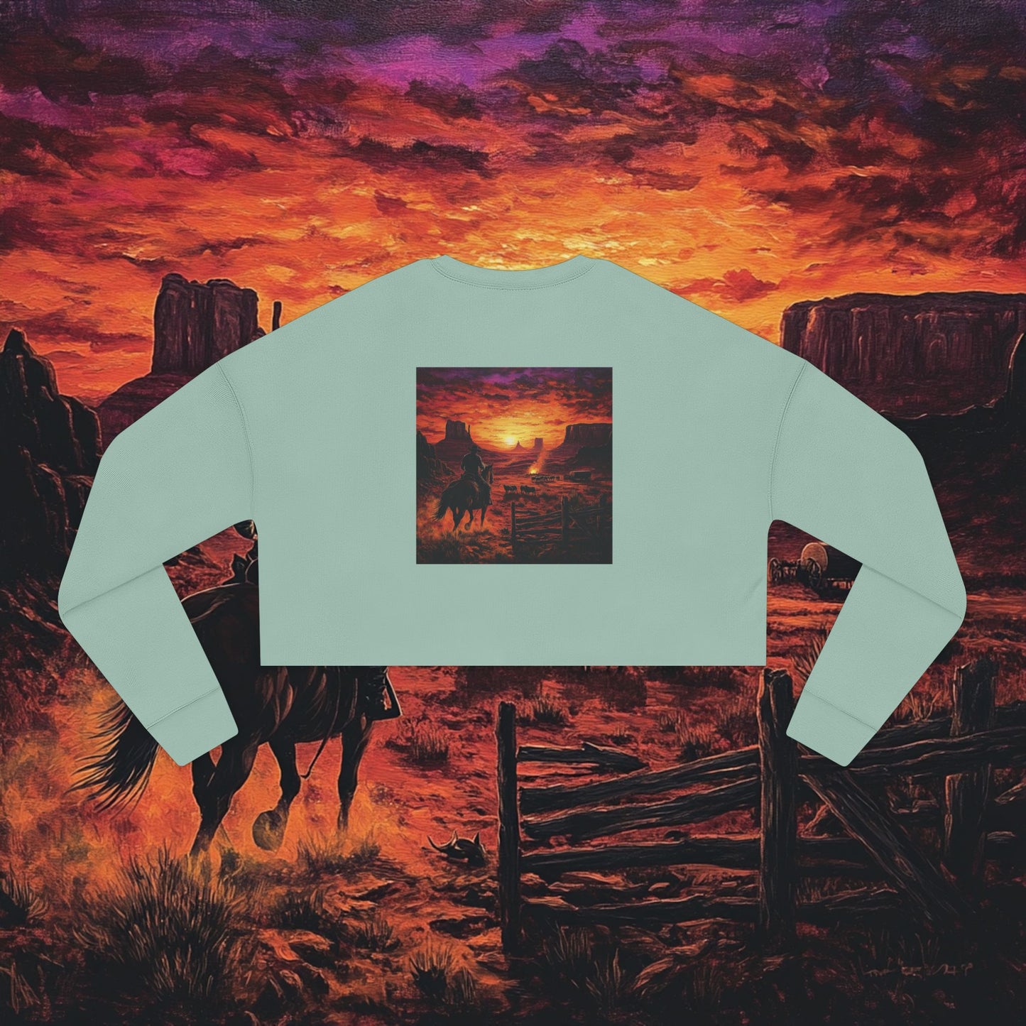 Cowboy Sunset Crop Sweatshirt