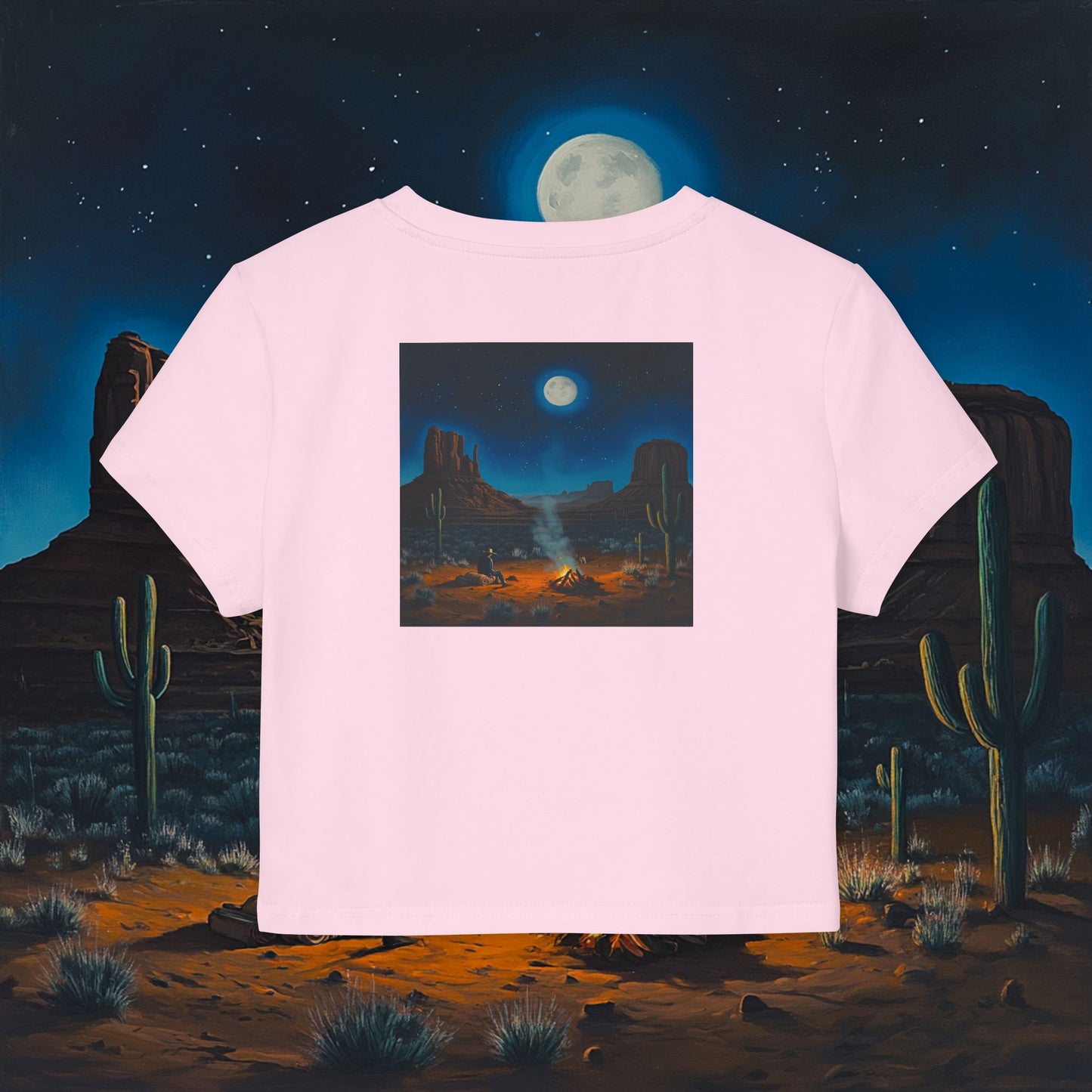 Moonlit Cowboy Campfire Crop Top
