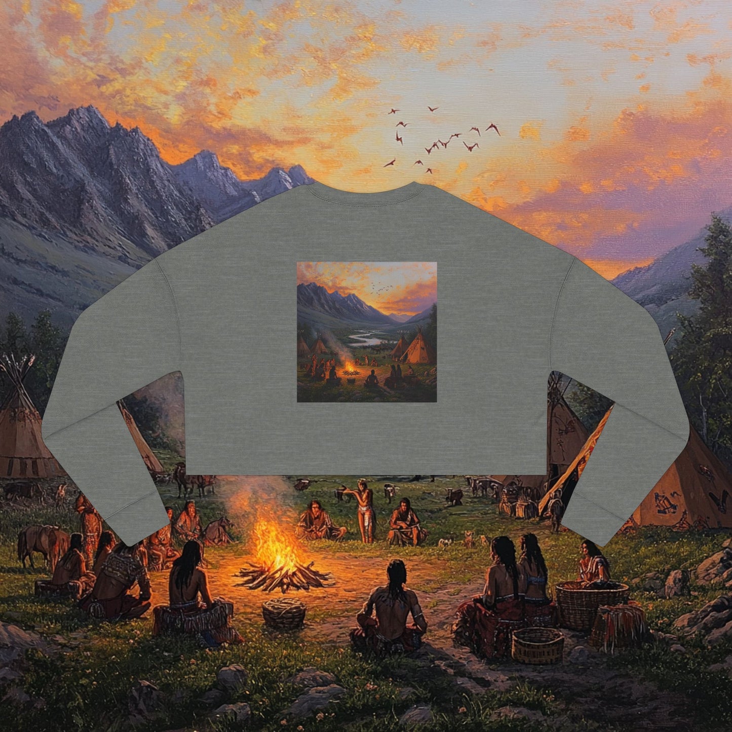 Tribal Party Crop Sweatshirt