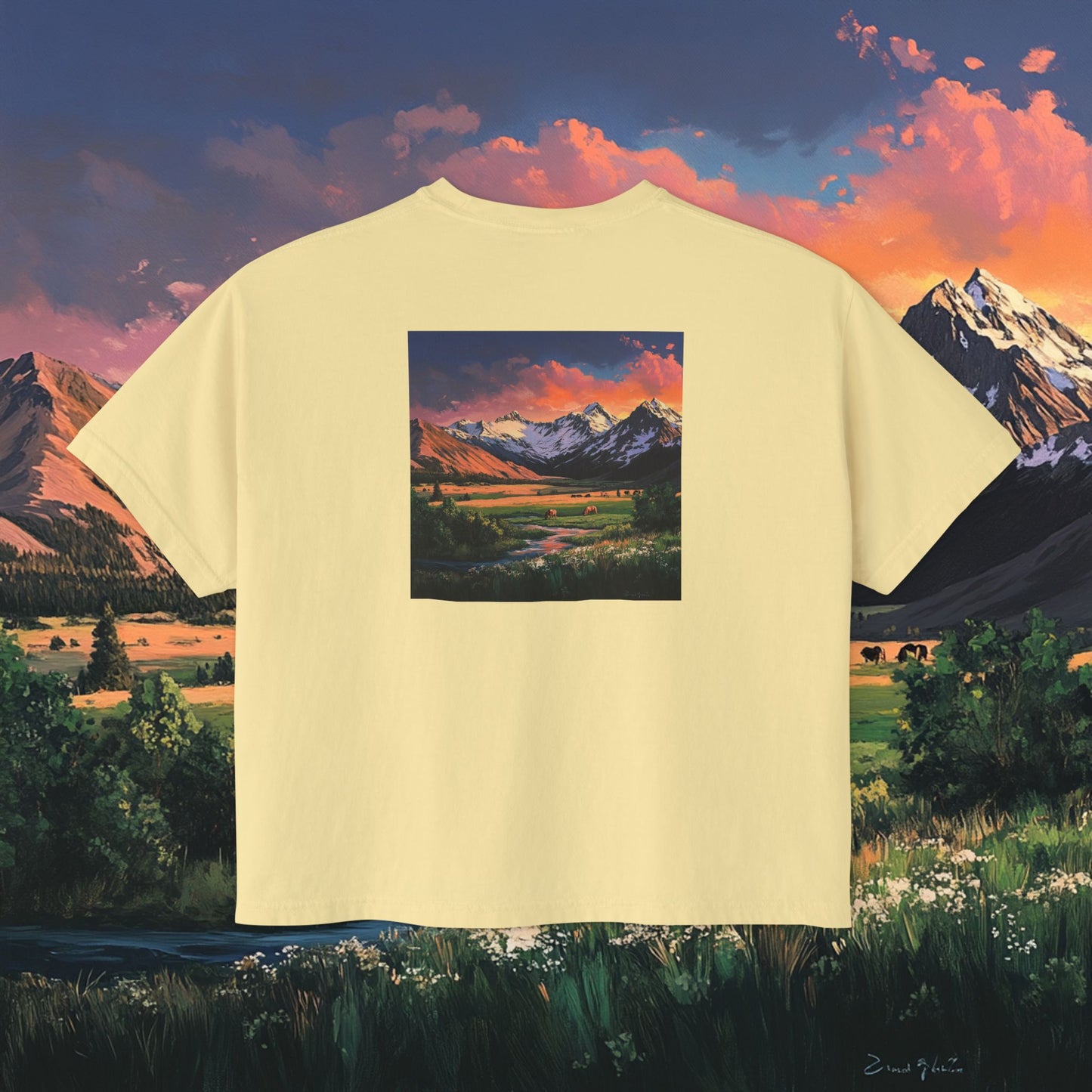 Horse Valley Sunset Boxy Tee