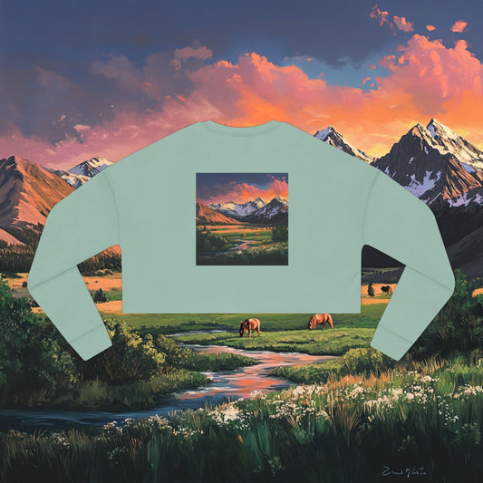 Horse Valley Sunset Crop Sweatshirt
